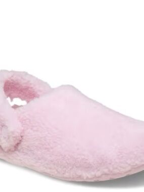 Crocs baby pink Cozy Pink Fuzzy Slip-On Slippers
